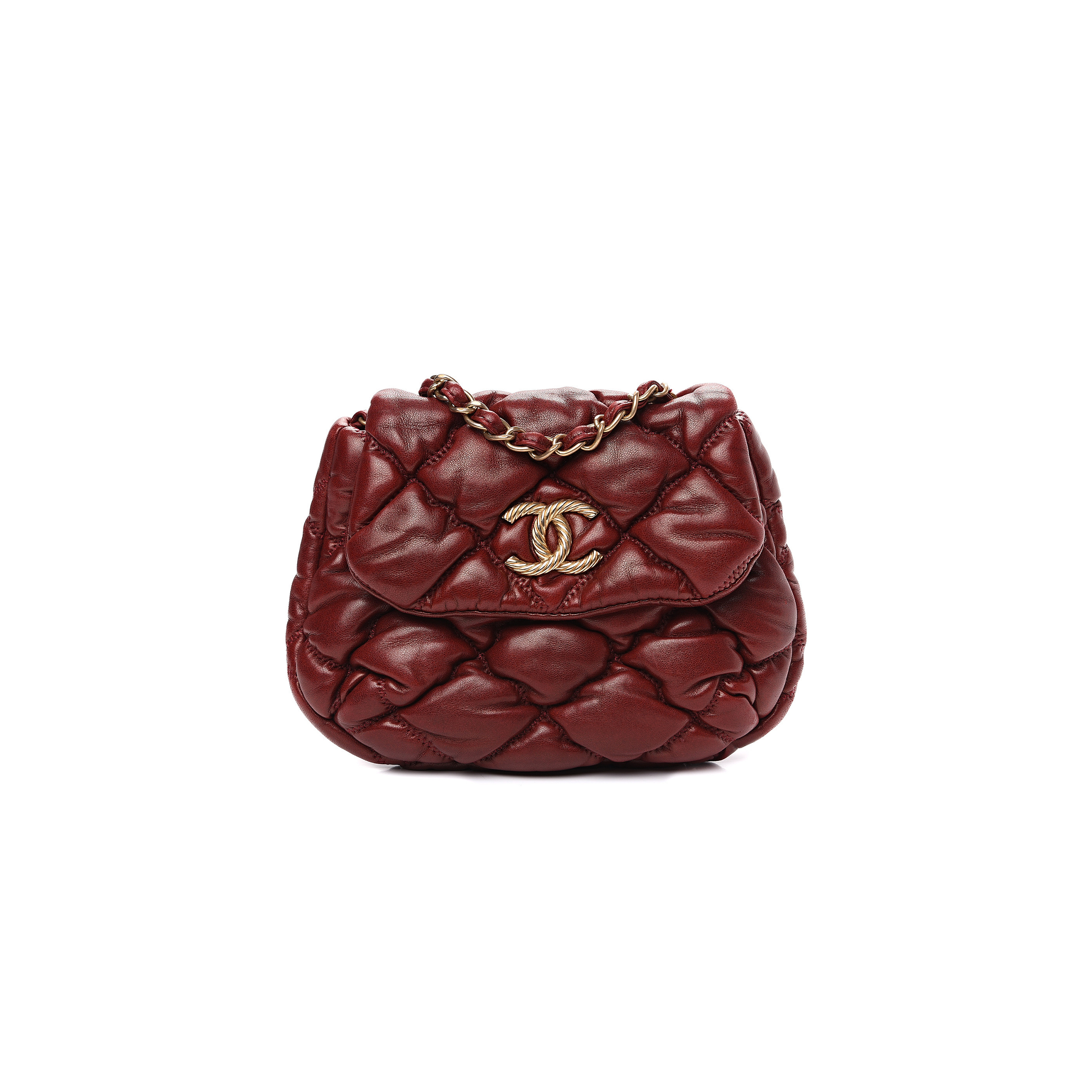 CHANEL LAMBSKIN MINI BUBBLE QUILT FLAP BORDEAUX 541635 (38*20*18cm)